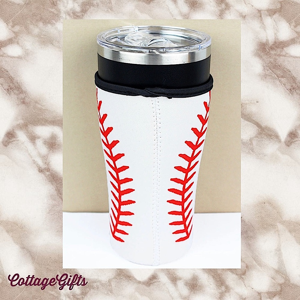 Baseball Softball Pattern Neoprene Tumbler koozie - Picture 1 of 4